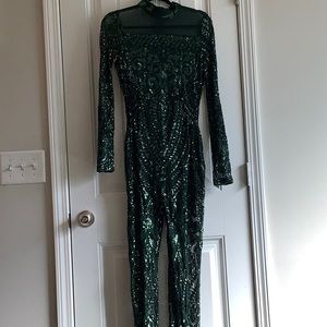 Green Sequence Jumpsuit